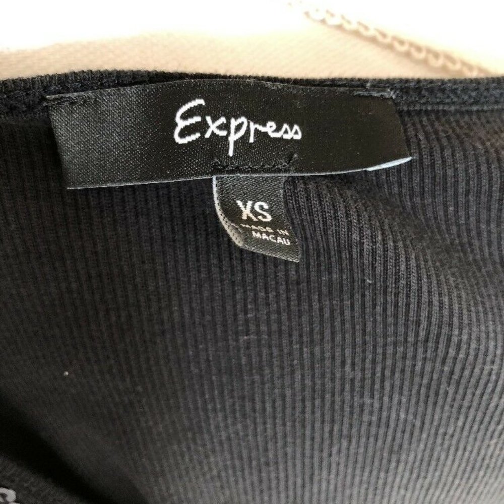 Express Women's Size XS Black Sequin Tank Top Ribbed Shirt Top Sleeveless Shirt - Picture 5 of 8